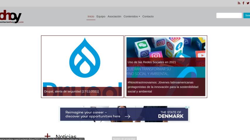 Front Page del sitio web Documentacion HOY