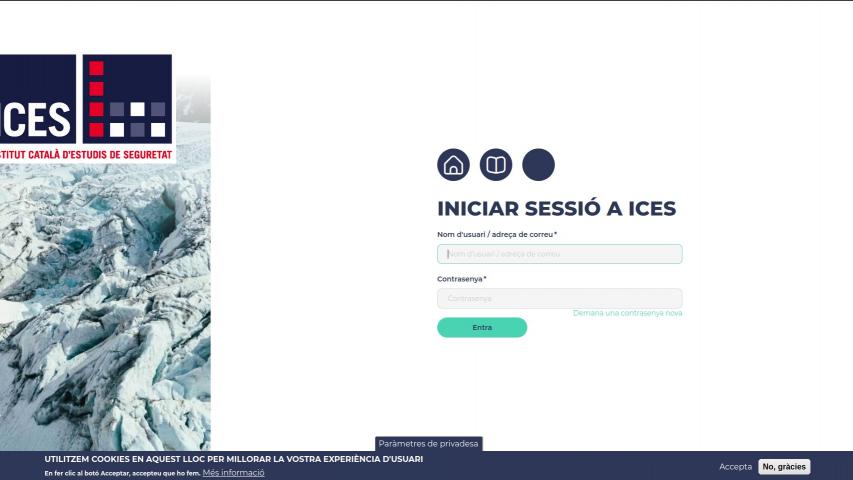 Front Page de la paltaforma educativa ICES